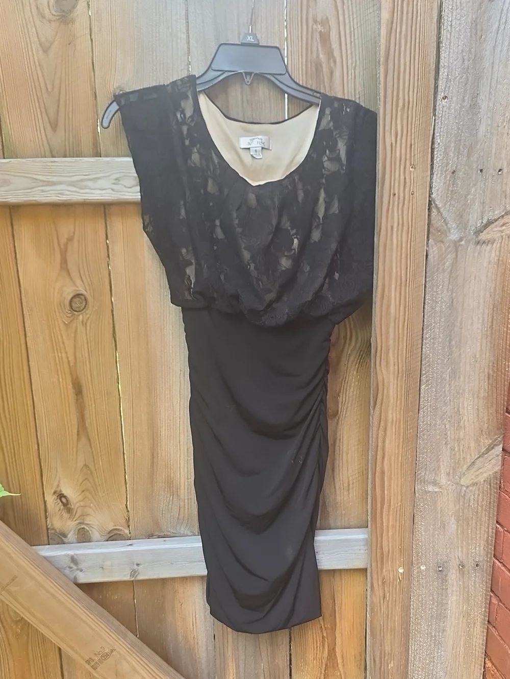 Classic Black Lace Overlay Sheath Dress